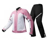 Conjunto Ropa De Moto para Mujer, Chaqueta Y Pantalones Ajustados Impermeable Cálido, Certificación Ceequipo De Protección para Carreras Pink,L