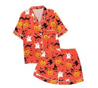 Conjunto Ropa Dormir para Ninas Pijamas Suaves con Cuello Solapa Ninos Pequenos Halloween Navidad Atuendo Cómodo Todos Los Días.