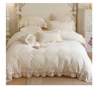 Conjunto Roupa de Cama, Juego De Funda Nórdica De Terciopelo De Leche, Ropa De Cama Cálida De Invierno, Juego De 4 Piezas con Borde De Gasa De Encaje Suave Juego de Ropa de Cama (Color : White, Size