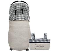 Conjunto Saco Silla de paseo Universal + Minipanera personalizada - Conjunto Saco Universal + Minitalega con nombre para silla de paseo - Handmade - Nenel (Lino&Vichy)