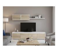 Conjunto salón Alida acabado blanco artik/roble canadian, 41cm(alto) 20cm(ancho)