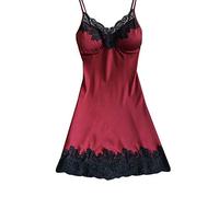 Conjunto sexy mujer erótica encaje lencería traje caliente babydoll Teddy clubwear ropa interior femenina sexy transparente leotardo abierto cumpleaños pijama, Vino, M
