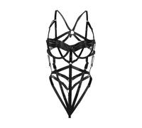 Conjunto Sexy Mujer Lenceria Picante &133,Body de Discoteca Sensual,sin Espalda,con Tirantes Cruzados,Ajustado al Cuerpo y sin Mangas para un Look Seductor (Black,L)