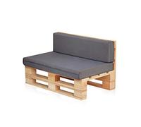 Conjunto Sofa DE PALETS + Set Cojines (Asiento + Respaldo) (120X60, Gris Transpirable)