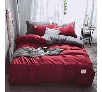 Conjunto súper Suave Cubiertas edredón Juego Ropa Cama 4 Piezas la Cubierta Colcha con Dos Casos de Almohada Mejores Regalos (Color: tamaño Azul: Doble) (Rey Rojo)