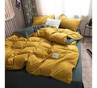 Conjunto súper Suave Cubiertas edredón Juego Ropa Cama 4 Piezas la Cubierta Colcha con Dos Casos de Almohada Mejores Regalos (Color: tamaño Azul: Doble) (Rey Amarillo)
