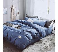 Conjunto súper Suave Cubiertas edredón Juego Ropa Cama 4 Piezas sábana Plana con Dos Casos de Almohada Mejores Regalos (Color: tamaño Doble) (Azul Lleno)