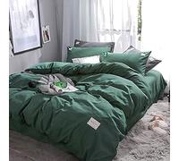 Conjunto súper Suave Cubiertas edredón Juego Ropa Cama 4 Piezas Sapa Plana la Cubierta colchas con Dos Casos de Almohada Mejores Regalos (Color: tamaño Azul: Doble) (Verde Lleno)