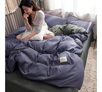 Conjunto súper Suave Cubiertas Juego Ropa Cama 4 Piezas Cubierta edredón colchas con Dos Casos de Almohada Mejores Regalos (Color: tamaño Azul: Doble) (Morado Lleno)