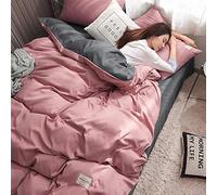 Conjunto súper Suave Cubiertas Juego Ropa Cama 4 Piezas Cubierta edredón la Colcha con Dos Casos de Almohada Mejores Regalos (Color: tamaño Azul: Doble) (Rey Rosa)