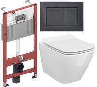 Conjunto taza de inodoro con asiento de cierre suave Cersanit City S701-405, marco empotrado Tece Base 9400407, 9240407