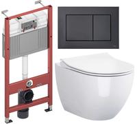 Conjunto taza de inodoro con asiento de cierre suave Cersanit Zen S701-428, marco empotrado Tece Base 9400407, 9240407