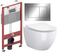 Conjunto taza de inodoro con asiento de cierre suave Cersanit Zen S701-428, marco empotrado Tece Base 9400407, 9.240.401