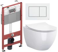 Conjunto taza de inodoro con asiento de cierre suave Cersanit Zen S701-428, marco empotrado Tece Base 9400407, 9.240.400