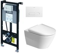 Conjunto taza de inodoro con asiento de cierre suave Duravit D-Neo 45770900A1, marco empotrado Duravit DuraSystem WD1011000000, WD5001011000
