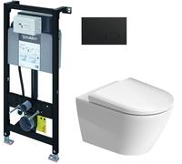 Conjunto taza de inodoro con asiento de cierre suave Duravit D-Neo 45770900A1, marco empotrado Duravit DuraSystem WD1011000000, WD5001031000