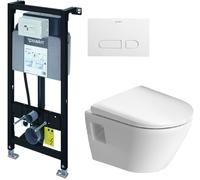 Conjunto taza de inodoro con asiento de cierre suave Duravit D-Neo 45870900A1, marco empotrado Duravit DuraSystem WD1011000000, WD5001011000