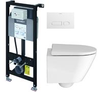 Conjunto taza de inodoro con asiento de cierre suave Duravit D-Neo 45880900A1, marco empotrado Duravit DuraSystem WD1011000000, WD5001011000