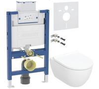 Conjunto taza de inodoro con asiento de cierre suave Geberit Acanto 502.774.00.8, marco empotrado Geberit Duofix 111.003.00.2, 111.815.00.1, 156.050.00.1
