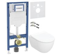 Conjunto taza de inodoro con asiento de cierre suave Geberit Acanto 502.774.00.8, marco empotrado Geberit Duofix 111.320.00.6, 111.815.00.1, 156.050.00.1