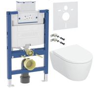 Conjunto taza de inodoro con asiento de cierre suave Geberit iCon 503.046.00.1, marco empotrado Geberit Duofix 111.003.00.2, 111.815.00.1, 156.050.00.1