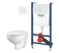 Conjunto taza de inodoro con asiento de cierre suave Grohe Bau Ceramic 39351000, marco empotrado Grohe Solido 38971000, 38506SH0