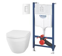 Conjunto taza de inodoro con asiento de cierre suave Grohe Euro Ceramic 102509SH00, marco empotrado Grohe Solido 38971000, 38732SH0