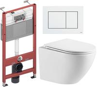 Conjunto taza de inodoro con asiento de cierre suave Omnires Ottawa OTTAWAMWBP, marco empotrado Tece Base 9400407, 9.240.400