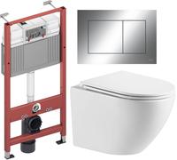 Conjunto taza de inodoro con asiento de cierre suave Omnires Ottawa OTTAWAMWBP, marco empotrado Tece Base 9400407, 9.240.401