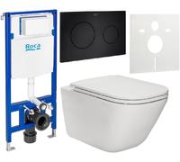 Conjunto taza de inodoro con asiento de cierre suave Roca Gap A34H470000, marco empotrado Roca Duplo One A890070020, A890189206, A890063000