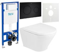 Conjunto taza de inodoro con asiento de cierre suave Roca Gap Round A34H0N2000, marco empotrado Roca Duplo One A890070020, A890189206, A890063000