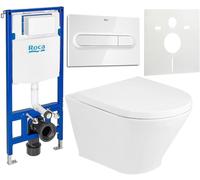 Conjunto taza de inodoro con asiento de cierre suave Roca Gap Round A34H0N2000, marco empotrado Roca Duplo One A890070020, A890195000, A890063000
