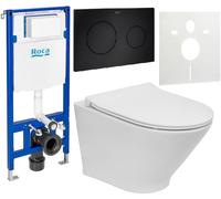 Conjunto taza de inodoro con asiento de cierre suave Roca Gap Round A34H0N3000, marco empotrado Roca Duplo One A890070020, A890189206, A890063000