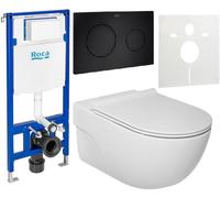 Conjunto taza de inodoro con asiento de cierre suave Roca Meridian A34H240000, marco empotrado Roca Duplo One A890070020, A890189206, A890063000