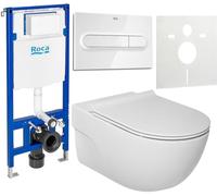 Conjunto taza de inodoro con asiento de cierre suave Roca Meridian A34H240000, marco empotrado Roca Duplo One A890070020, A890195000, A890063000