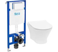 Conjunto taza de inodoro con asiento de cierre suave Roca Nexo A34H64L000, marco empotrado Roca Duplo One A890070020
