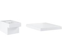 Conjunto taza de inodoro Grohe Cube Ceramic 3924500H, tapa de inodoro Grohe Cube Ceramic 39488000