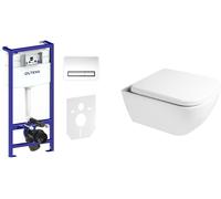 Conjunto taza de inodoro Oltens Vernal 42502000, marco empotrado con pulsador y junta Oltens Triberg 58300100, 45103000