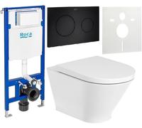 Conjunto taza de inodoro Roca Gap Round A3460NL000, marco empotrado Roca Duplo One A890070020, A801D12001, A890189206, A890063000