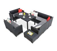 Conjunto Technorattan con rincón Nebraska Comida 9 antracita Bica