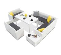 Conjunto Technorattan con rinconera Nebraska Comida 9 blanco Bica