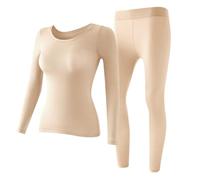 Conjunto Térmico para Mujer | Ropa Básica Suave Elástica Y Cálida - Conjuntos De Ropa Interior Larga Para Mujer - Para Pijama De Navidad Otoño Diario Interior Exterior, Color de la piel, L