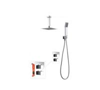 Conjunto termostático con 3 módulos para ducha de diseño moderno y un acabado cromado ons Cies de Imex - Plateado / Latón / Imex