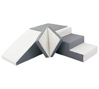 Conjunto tobogán de 4 Bloques para Jugar para niños jardín de Infancia (Color: Blanco,Gris)