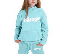 Conjunto Urbano de Sudadera con Capucha y Pantalón Cómodo para Niñas con Diseño de Ciudad Moderna y Ajuste Juego Diario (Light Blue, 3-4 Years)