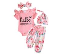Conjunto Veraniego Infantil Femenino Body Manga Corta Pantalones y Gorro Estampado Divertido para Bebé Niña Ropa NiñA 1 AñO Vestido 4 AñOs De Para Fiesta 9 Verano