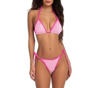 Conjunto Verano Mujer Trajes De BañO 2 Piezas Women with Breast Without Brackets Sexy Bikini Two Piece Swimsuit Bikini Bandeau Mujer Traje De BañO 2 Piezas (Pink, L)