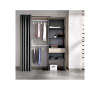 Conjunto vestidor dormitorio SUIT DEKIT con 1 cajon y cortina natural + grafito