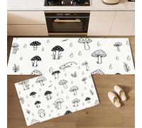 Conjuntos de Alfombras de Cocina, Dibujo Minimalista Mano Gotas Lluvia Forma Setas, 2 Piezas Alfombra Antideslizante Lavable para Baño/Cocina, Alfombra para Piso Que Atrapa el Agua, 40x60cm+40x120cm