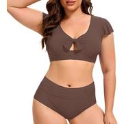 Conjuntos de bikini para mujer, sexy, cintura alta, push up, parte superior y pantalón, cintura alta, ajustable, traje de baño de dos piezas/tres piezas, bikini de verano, vacaciones, playa, traje de